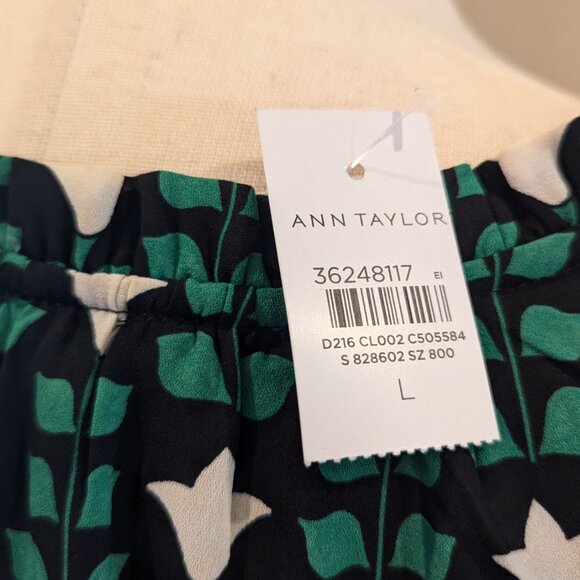 Ann Taylor Floral Tile Ruffle Belted Flare Dress - Picture 5 of 9